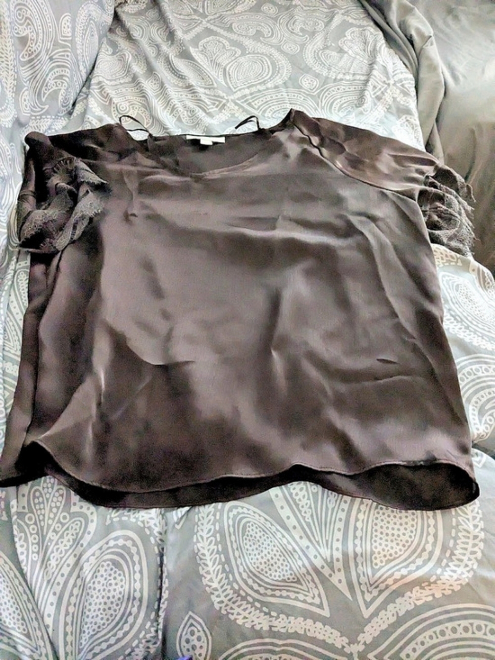 RYEGRASS Lace Sleeve Blouse in Brown Like New